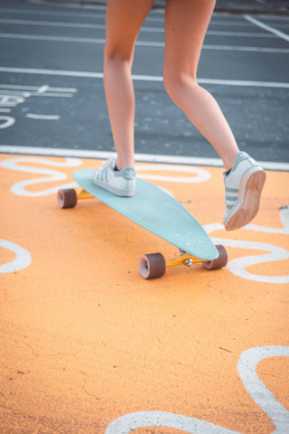 Woman skating, relaxing, soothing atmosphere.