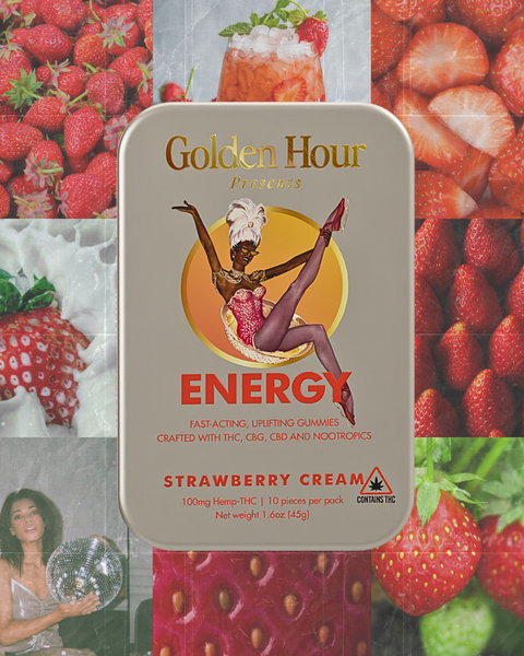 Natural Energy Gummies - Strawberry Cream Flavor | Golden Hour